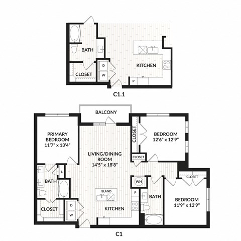 Aura Main Street New Apartments in Lewisville, Texas C1.1 ANSI Floor Plan